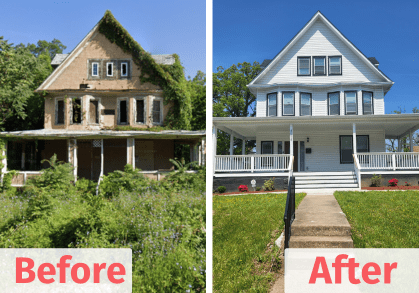 4008 Fairview Avenue before and after renovation